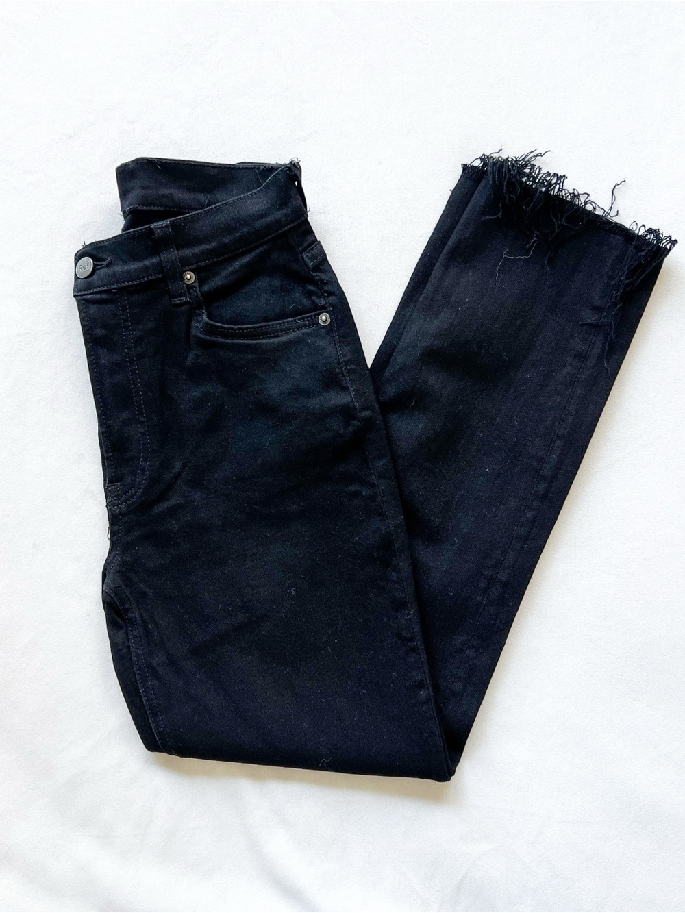 Reformation Black High-Rise Raw Fray Hem Riley Jeans - Size 26